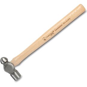 GreatNeck BP8 Ball Peen Hammer, 8 Oz Drop-Forged Steel Metalworking Tool With Precision-Balanced Authentic Hickory Wood Ball Peen Hammer Handle, For Riveting, Shaping, And Bending Meta