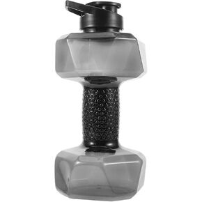 Toddmomy Dumbbell Shape Water Bottle Creative Weight Shape Water Bottle For Exercise Gym Fitness Sports Workout（black）