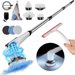 Electric Spin Scrubber - Enhanced Cleaning Power with Dual LED and IPX8 Water-Resistance, Complete with Shower Squeegee and 7 Brush Heads, White
