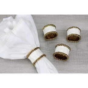 Pampa Bay Porcelain Golden Salerno Napkin Ring - Set of 4