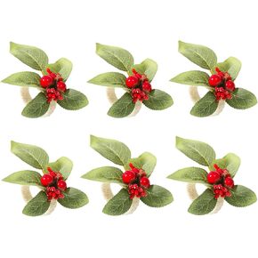 Handmade Napkin Ring Holder – Napkin Buckle for Dining Table Decoration, Festival Napkin Rings Set of 6 for Christmas, Holiday, Party, Wedding, Banquet and More (Green Leaves)