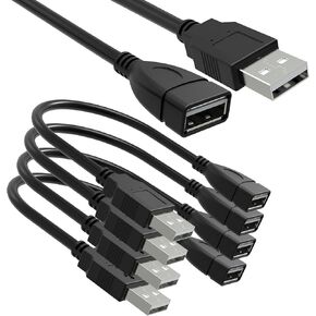 SaiTech IT 4 Pack (15cm - 6inch) Adjustable Flexible USB 2.0 Male to Female Extension Plug/Socket Adapter Cable - Shortest USB 2.0 Extension Cable