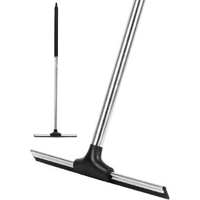 Floor Squeegee Scrubber 59inch Long Stainless Steel Handle with 10inch Wide Silicon Rubber Blade Squeegee Broom for Floor Washing and Drying Shower Glass, Garage，Window，Marble, Wood Surfaces