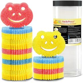 SmilePowo 9 Pack Scrub Sponge, Dual-Sided Temperature Controlled Kitchen Sponge for Dishes,Cute Frog Scrub Sponges Household Cleaning Pads Bathroom Wall Cleaner Multi-Functional Cleaning Sponges