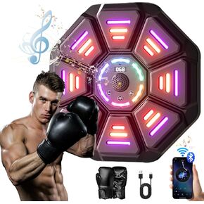 2025 New Music Boxing Machine, Boxing Machine Wall Mounted with Boxing Gloves Have 10 Modes & 9 Speeds Adjustable,Smart Bluetooth Boxing Machine for Adults Kids