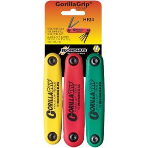 Bondhus 12533 GorillaGrip Hex and Star Fold-up Triple Pack, 12587 (2-8mm), 12589 (5/64-1/4-Inch) & 12634 (T9-T40)