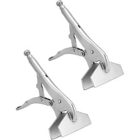 QWORK 10" Locking Sheet Metal Clamp, 2 Pack Welding Locking Plier Tools, Heavy Duty Sheet Metal Grip Tool, Adjustable Opening Nickle Plated Welding Plier