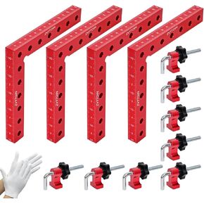 Corner Clamps for Woodworking, 90 Degree Clamp, Right Angle Clamp, Woodworking Positioning Angle Clamp, 5.5 Inch (14 cm) Aluminum Angle Clamp, Square Tool (5.5×5.5"(14×14cm), 4 Pack)