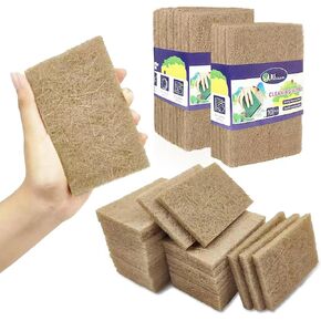 Natural Scoring Pads (10 Pack) - EMIN Non Scratch sisal Biodegradable Cleaning Sponge pad - Scrubbing Pad for Kitchen Cleaning, Dishes and Pots - Eco Friendly