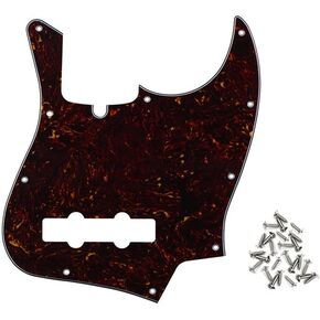 Jazz Bass Pickguard 10 Hole Guitar Pickguard for 4 String Fender Jazz Bass Modern Style Dark Tortoise