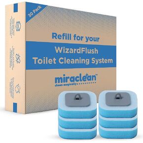 WizardFlush Toilet Brush Head Refill - Disposable Toilet Scrubber Refills - Removes Rust & Hard Water Stains - Toilet Bowl-Cleaner for Bathroom - 30 Disposable Brush Heads