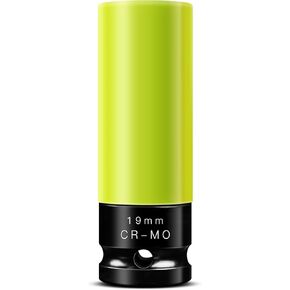 BOEN 19mm 1/2" Drive Wheel Protector Impact Socket, Non-Marring Lug Nut Thin Wall Deep Socket Set, Chrome-Molybdenum Steel, 6 Point, Color-Coded Protective Socket