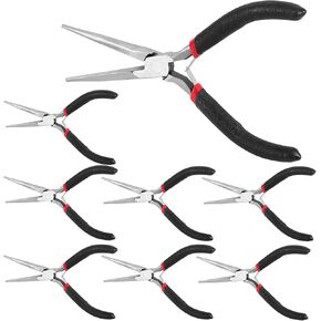SEUNMUK 8 Pack 6 Inch Long Needle Nose Pliers Set, Precision Long Nose Pliers with Comfort Grip Handles, Extra Long Needle Nose Pliers for Jewelry Making, Bending Wire and Small Object Gripping