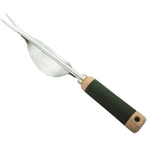 Edward Tools Weeding Tool - Leverage Metal Base Creates Perfect Angle for Easy Weed Removal and Deeper Digging - Sharp V Nose Digs deep to Roots - Stainless Rust Proof Steel