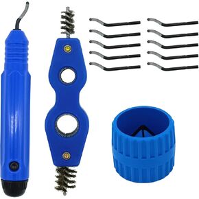 Deburring Tool with 11 High-Speed Steel Blades Storage Handle Design with 2 Pieces Copper Pipe Cleaner and Reamer Set, Burr Remover Hand Tool for Wood, Aluminum, Copper and Plastic