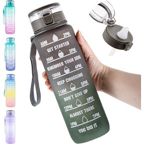 زجاجة زجاجة زجاجة ماء تحفيزي مع علامة الوقت 32 أوقية سبورت ماء زجاجة تسرب الشراب زجاجة المياه لمكتب الجري in Kuwait