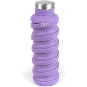 que Bottle - Collapsible Water Bottle. BPA-Free, Leak Proof, Lightweight Travel Bottle. 20oz - Violet Purple