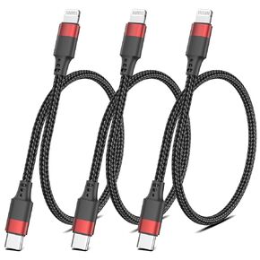 2ft USB C to Lightning Cable 3Pack, Short USB C iPhone Charger Cord Nylon Braided 2 Feet Type C to Lightning Cable Fast Charging for iPhone 14 13 12 11 Pro Max Mini XR XS SE iPad