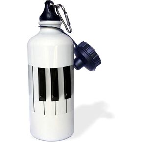 3dRose Piano Keys Sports Water Bottle, 21 oz, White