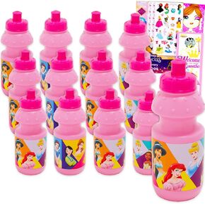 Disney Princess Kids 11 Oz Oz Bottles - Disney Princess Party Party -12 قطعة مع زجاجة 11 أوقية مع ملصقات السحب أعلى غطاء ، وشم للفتيات | زجاجات ديزني الأميرة السائبة