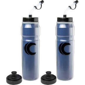 Cannon Sports Insulated Squeeze Water Bottle with Straw, Leak Proof Lids, Double Wall Insulation, Wide Mouth, BPA-Free, 28oz (2 Pack, Blue)