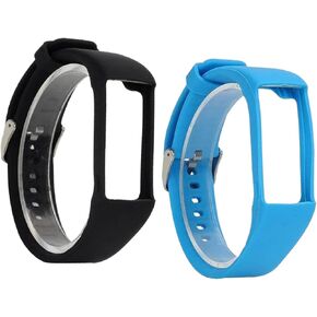 Watch Strap Compatible with Polar A360,Adjustable Silicone Sports Strap Replacement Band for Polar A360 Smart Watch (Black+blue)
