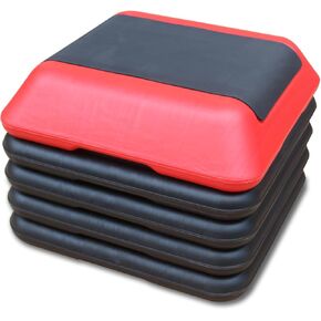 Aerobic Step Platform for Exercise Home Gym Exercise Stepper 16" x 16" Aerobic Step Platform with 4 Risers, Exercise Workout Stepper Equipment,Height Adjustable Black+Red