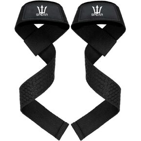 SPEAR Lifting Wrist Straps with Hex Grip Silicone for Weightlifting Deadlift Straps Strength Training Powerlifting Bodybuilding - USPA IPL IPF Standards