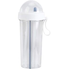 Dual Use Water Bottle 600ml Innovative Dual Use Water Bottle Straw Water Cup for Home Outdoor Camping Sport(White)