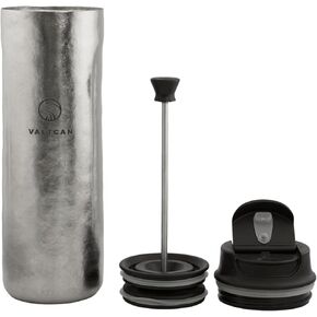 Valtcan Titanium Double Wall 16oz Water Bottle with Removable French Press Coffee Maker,480ml, Hot and Cold Lightweight Carry Weighs 257g