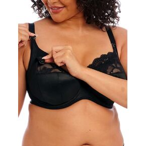 Elomi Molly Stretch Lace Underwire Nursing Bra (4542),36KK,Black