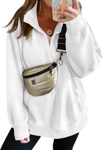 anrabess women long sleeve polo v neck split عرضة غير رسمية مناسبة 2025 سقوط سقوط سقوط سقوط مع جيوب بيضاء x-large in Kuwait