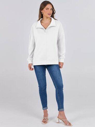 anrabess women long sleeve polo v neck split عرضة غير رسمية مناسبة 2025 سقوط سقوط سقوط سقوط مع جيوب بيضاء x-large in Kuwait