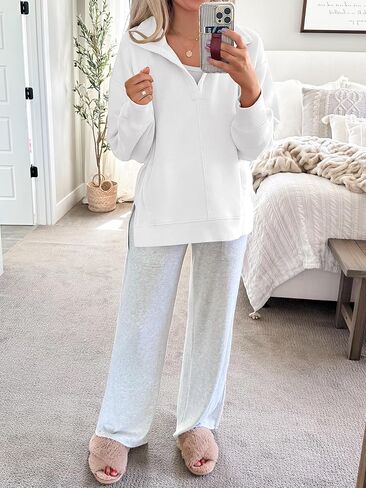 anrabess women long sleeve polo v neck split عرضة غير رسمية مناسبة 2025 سقوط سقوط سقوط سقوط مع جيوب بيضاء x-large in Kuwait