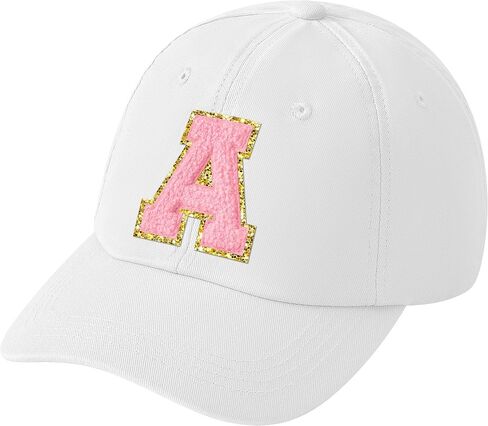 WATINC Women's Baseball Cap Adjustable Pink Chenille Letter Patch White Hat White Soft Cotton Twill Relaxed Fit Hat in Saudi Arabia