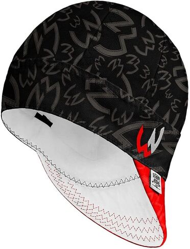 Welder Nation 8 Panel Soft, 8 oz Light Weight Cotton Welding Cap, Durable for Safety and Protection While Welding. Stick ARC. The Hostile Black Red, 7 1/4 in Kuwait