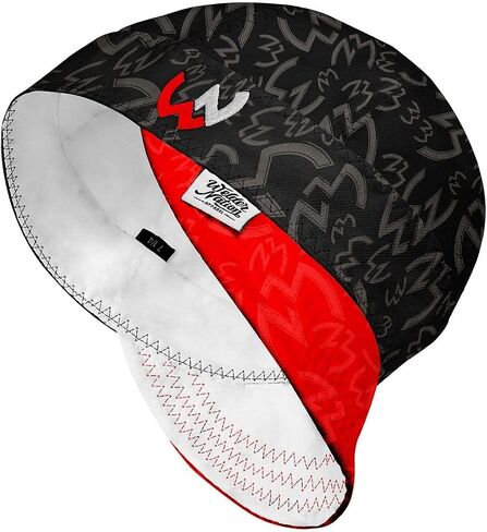 Welder Nation 8 Panel Soft, 8 oz Light Weight Cotton Welding Cap, Durable for Safety and Protection While Welding. Stick ARC. The Hostile Black Red, 7 1/4 in Kuwait