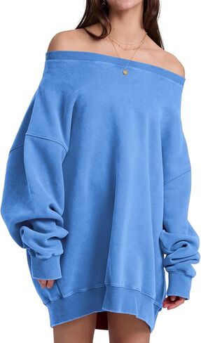 Hatant Womens Off the Shoulder Oversized Sweatshirts One Shoulder Sweatshirts for Women Fashion Hoodies Pullover Sweater Tops in Kuwait