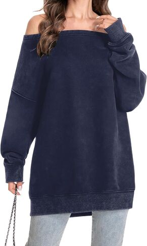 Hatant Womens Off the Shoulder Oversized Sweatshirts One Shoulder Sweatshirts for Women Fashion Hoodies Pullover Sweater Tops in Kuwait