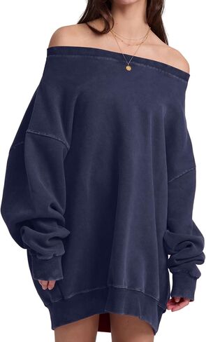 Hatant Womens Off the Shoulder Oversized Sweatshirts One Shoulder Sweatshirts for Women Fashion Hoodies Pullover Sweater Tops in Kuwait