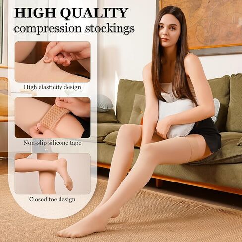 20-30mmHg Compression Stockings for Women & Men, WINGEDSOUL Thigh High Closed Toe Compression Socks for Women, Graduated Support Compression Stockings for Edema in Saudi Arabia