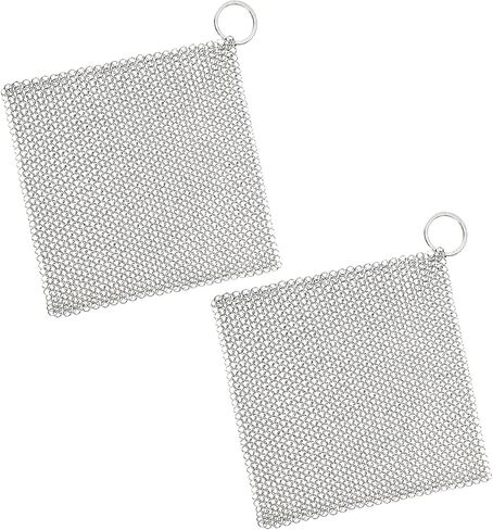 جهاز تناسور من الحديد الزهر ، 2pcs Chainmail Scrubber لأحواض الحديد الزهر 316L من منظف الحديد الزهر من الفولاذ المقاوم للصدأ للاصطاع in Kuwait