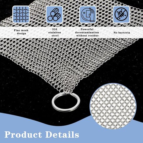 جهاز تناسور من الحديد الزهر ، 2pcs Chainmail Scrubber لأحواض الحديد الزهر 316L من منظف الحديد الزهر من الفولاذ المقاوم للصدأ للاصطاع in Kuwait