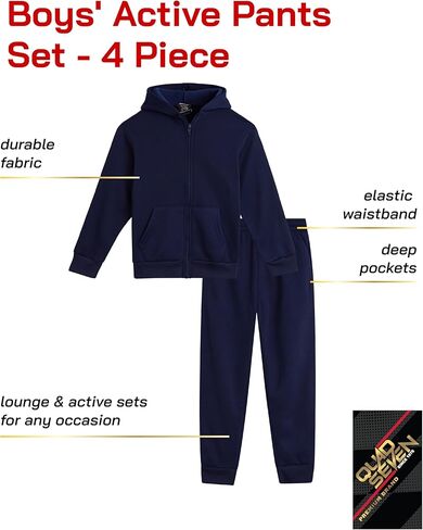 Boy's Jogset - 4 Piece Soft Fleece Zip Up Hoodie and Boys Jogger Pants - Athletic Boys' Clothing Sets (2T-7) in Kuwait