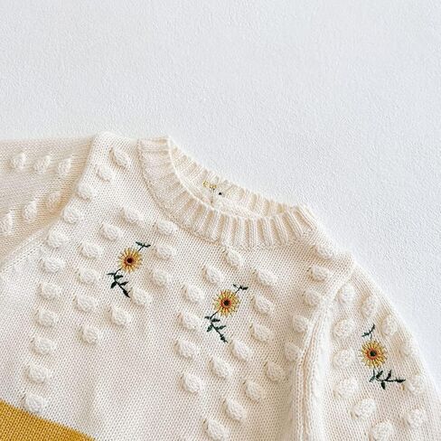 Baby Crewneck Sweatshirt Bubble Romper Dress Long Sleeve 6-9 Months Toddler Girl Clothes Fall Heart Print Cardigan Bowknot Pullover Sweater Valentines Day Outfit for Kids Gifts Apricot 6-12 Months in Kuwait