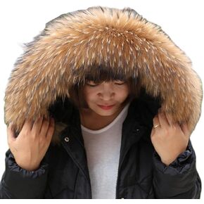 Real Hairs Collar Women Neck Warmer Hairs Scarf Farm Raised Raccoon Hairs Collars Neck Wraps Hood Unisex Collars long60CM width18CM