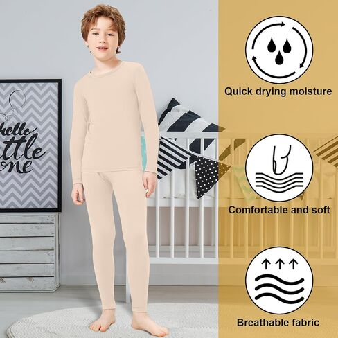 Silkfly 5 Set Boys Thermal Underwear Soft Fleece Lined Long Johns Kids Base Layer Top Bottom Warm Set for Winter Skiing in Saudi Arabia