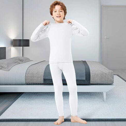 Silkfly 5 Set Boys Thermal Underwear Soft Fleece Lined Long Johns Kids Base Layer Top Bottom Warm Set for Winter Skiing in Saudi Arabia