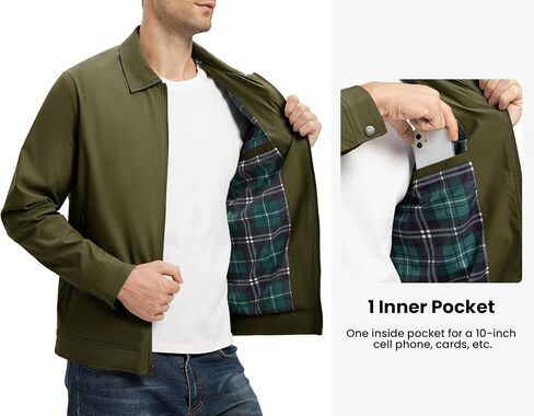 Rdruko Men's Lightweight Jackets Windbreaker Light Bomber Jacket Golf Jackets For Men Casual Work Coat in Kuwait