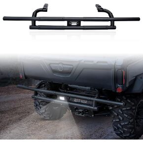 SAUTVS Rear Bumper with LED Accent Light for Can-Am Defender, Heavy Duty Combined Rear Brush Guard with Light for Can Am Defender HD5 HD8 HD10 Max 2016-2023 Accessories